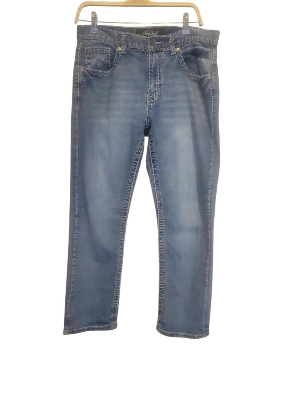 True Luck Men's Light Wash Straight Jeans Size 34x30